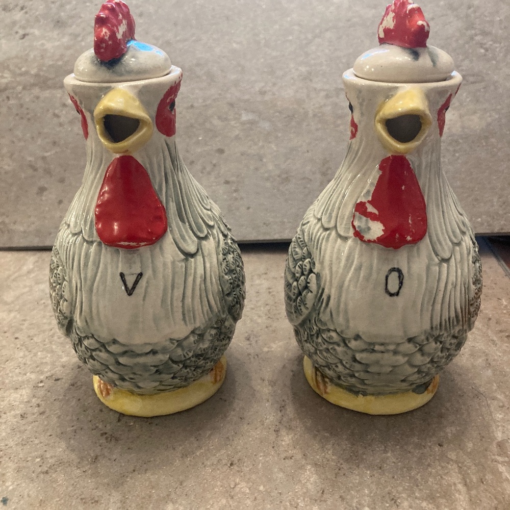 Vintage Chicken Oil & Vinegar Servers